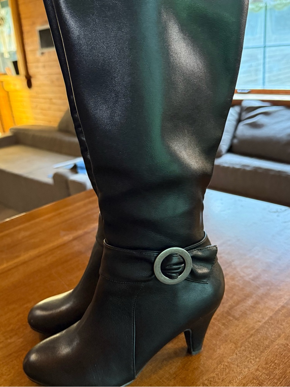 Bella~Vita Womens Tall High Heeled Boots in Black Size 6.5 W Zip Close Buckle
